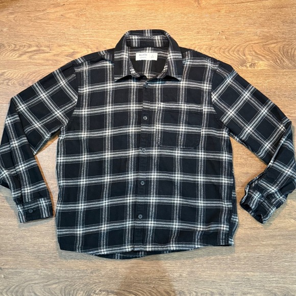 Hollister Men's‎ Small Relaxed Fit Flannel Black & White Plaid Oversized - Picture 1 of 10